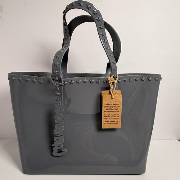 Carmen Sol Handbags - CARMEN SOL Angelica Large Gray Jelly Tote Bag Made In Italy Beach Vacation READ
